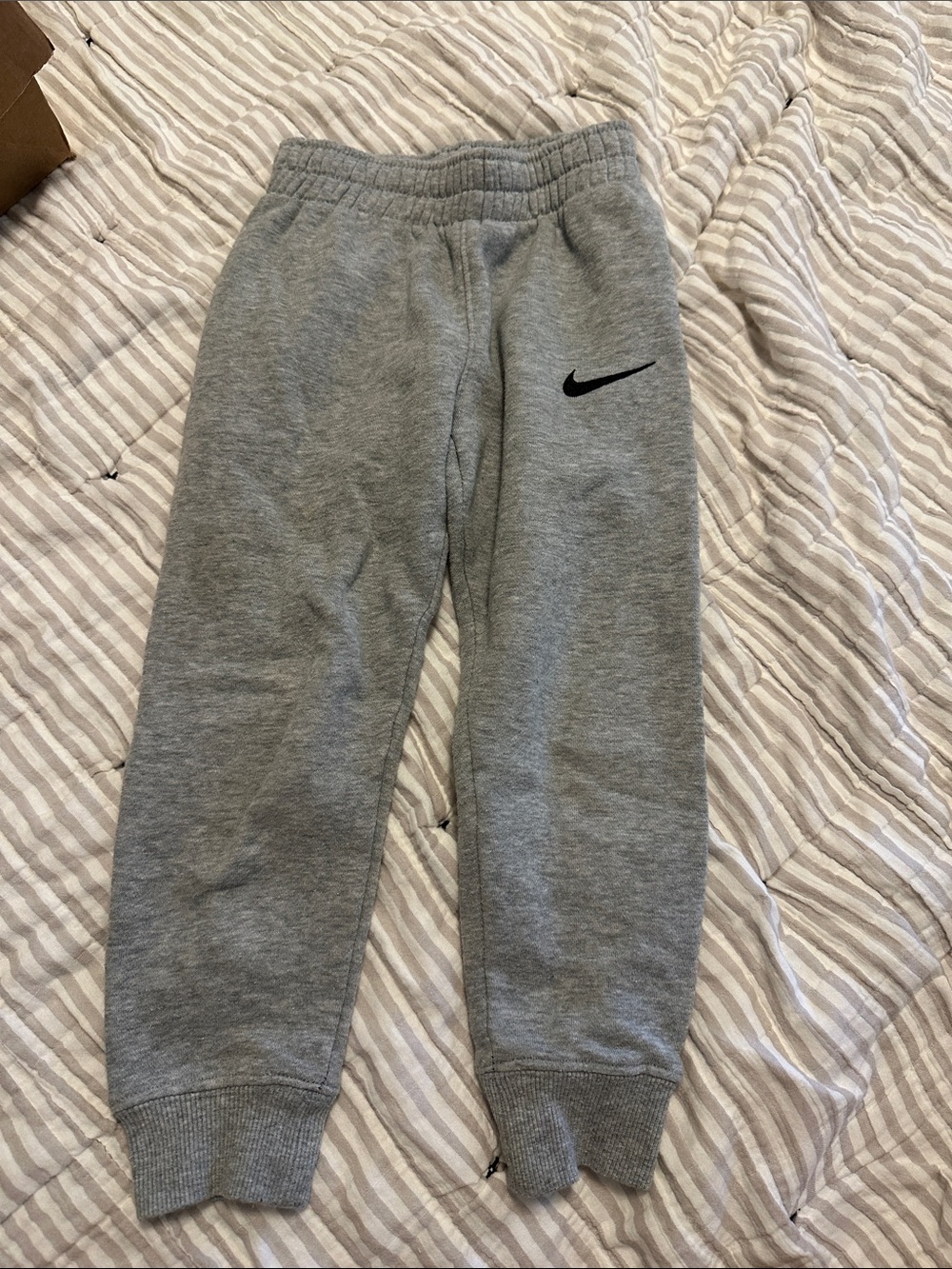 Nike Kids Heather Gray Fleece Joggers with Black Swoosh